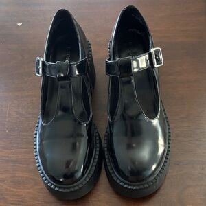 Madden Girl Black T-Strap Loafers